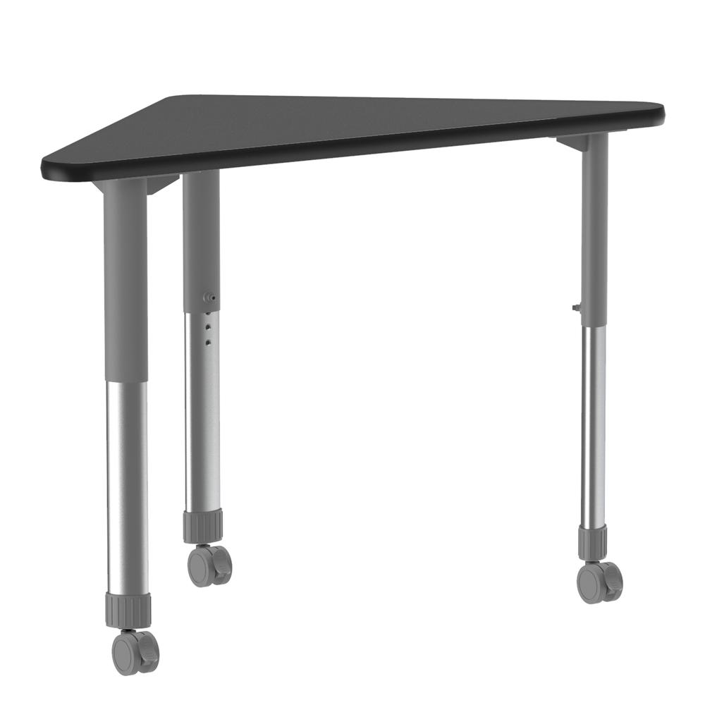 Commercial Lamiante Top Collaborative Desk with Casters 41x23", WING, BLACK GRANITE GRAY/CHROME. Picture 8