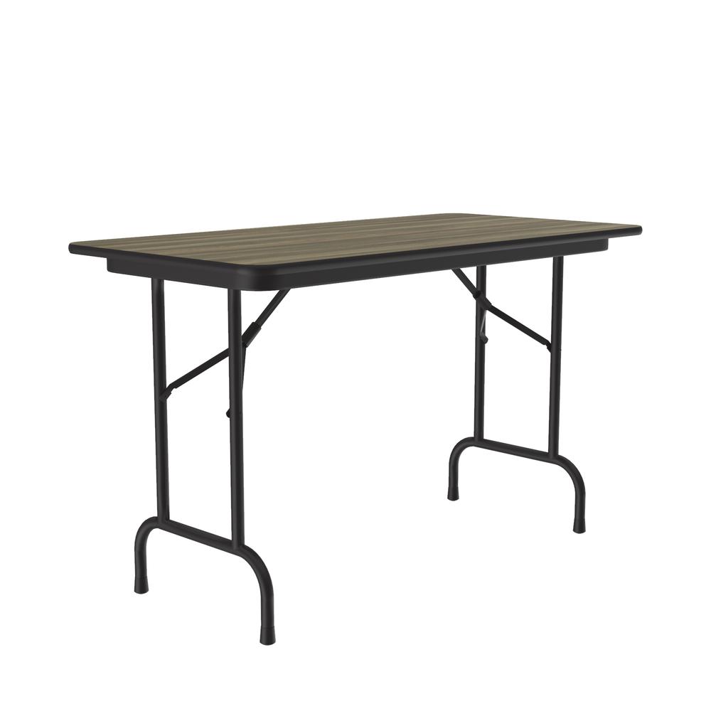 Deluxe High Pressure Top Folding Table, 24x48" RECTANGULAR COLONIAL HICKORY BLACK. Picture 7