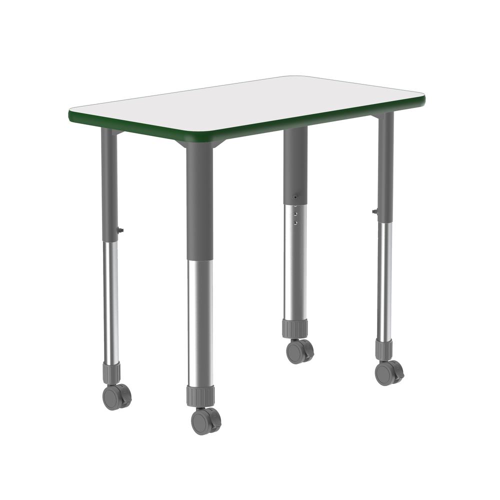 Markerboard-Dry Erase High Pressure Collaborative Desk with Casters, 34x20" RECTANGULAR, FROSTY WHITE GRAY/CHROME. Picture 3