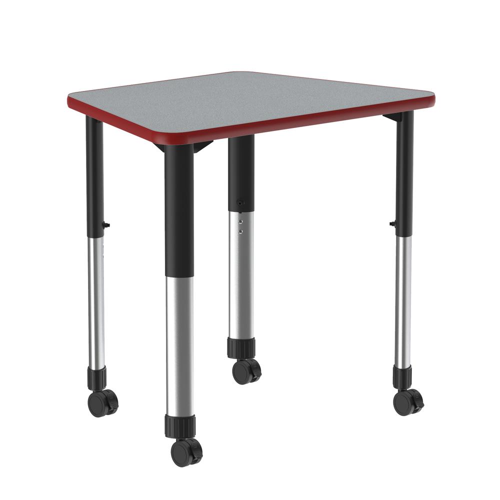 Commercial Lamiante Top Collaborative Desk with Casters 33x23" TRAPEZOID GRAY GRANITE, BLACK/CHROME. Picture 4