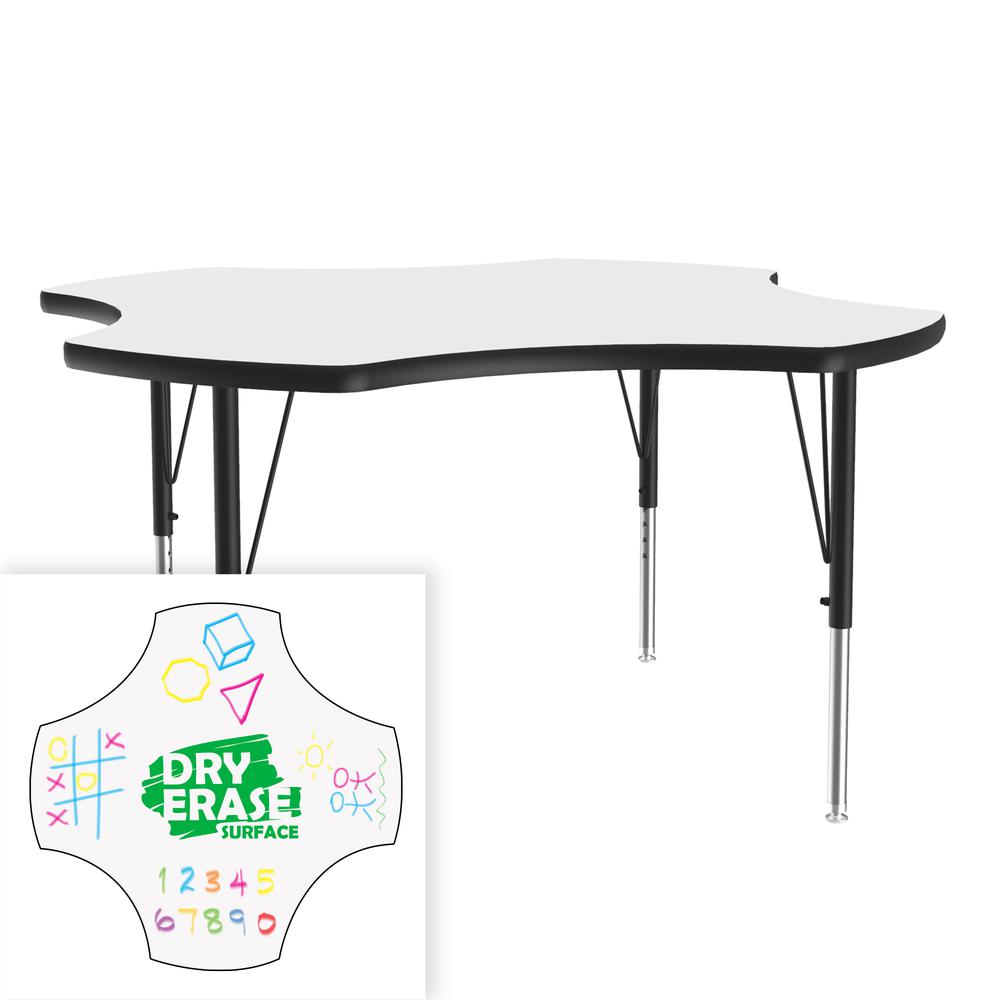 Markerboard-Dry Erase  Deluxe High Pressure Top - Activity Tables 48x48", CLOVER, FROSTY WHITE, BLACK/CHROME. Picture 9