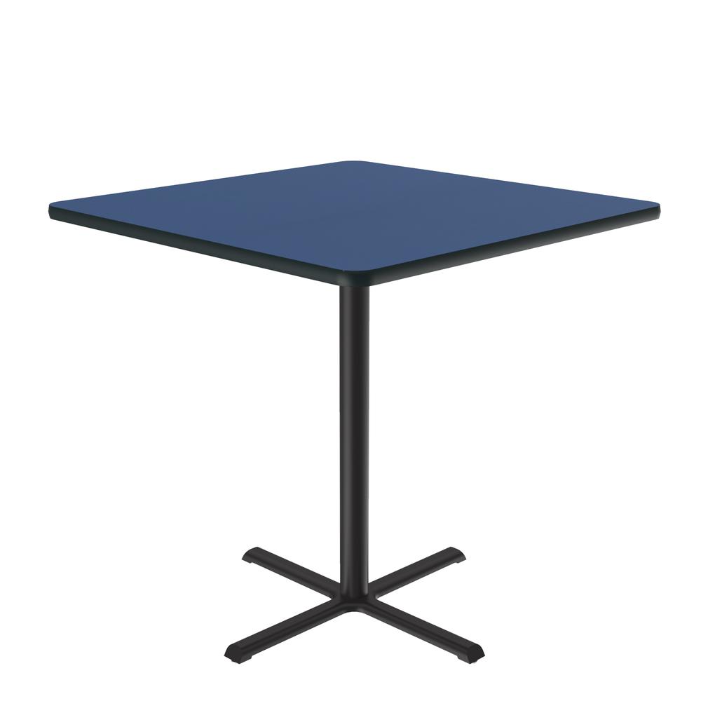 Bar Stool/Standing Height Deluxe High-Pressure Café and Breakroom Table, 42x42" SQUARE BLUE, BLACK. Picture 3