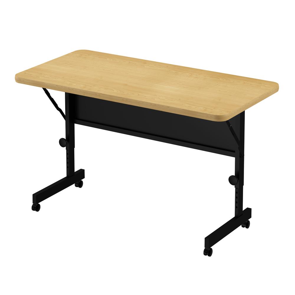 Deluxe High Pressure Top Flip Top Table 24x48" RECTANGULAR, FUSION MAPLE, BLACK. Picture 1
