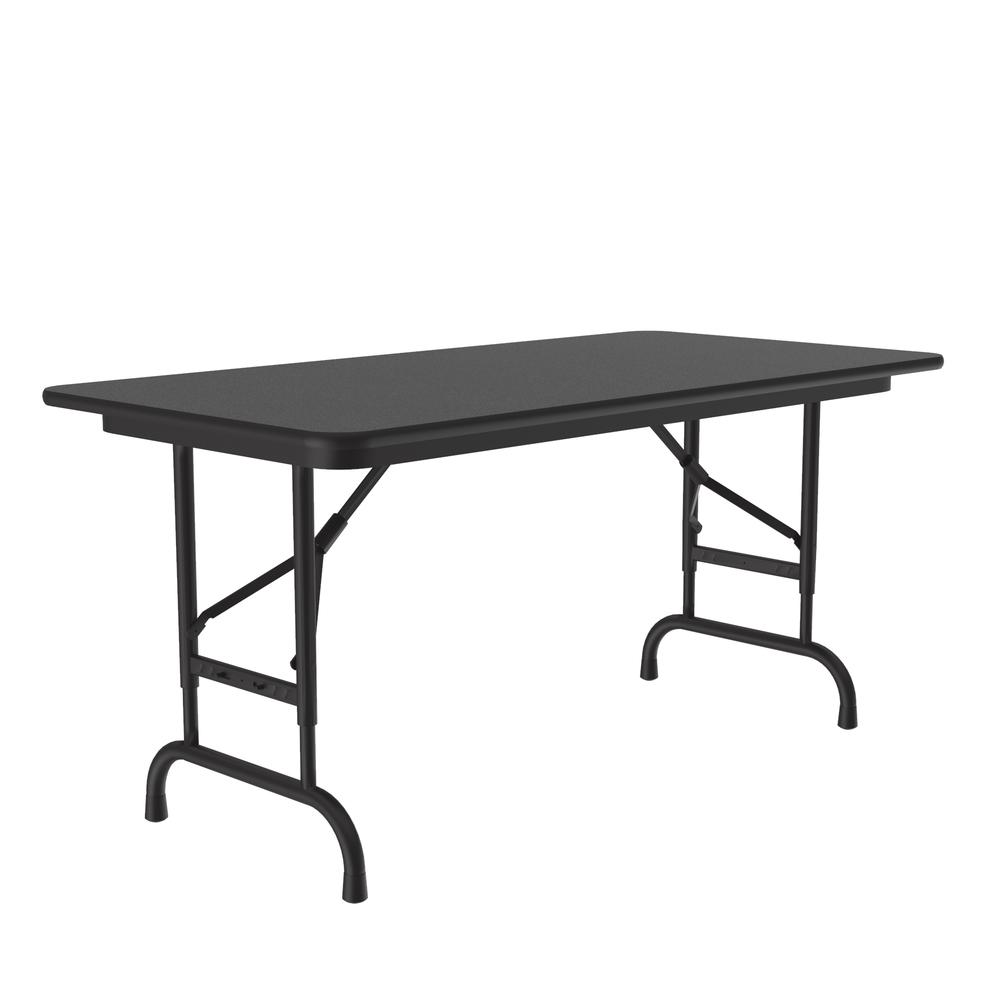Adjustable Height Econoline Melamine Top Folding Table, 24x48", RECTANGULAR, BLACK GRANITE, BLACK. Picture 1