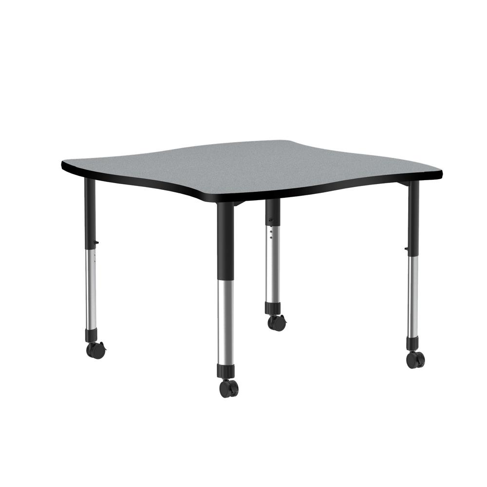 Deluxe High Pressure Collaborative Desk with Casters, 42x42" SWERVE GRAY GRANITE BLACK/CHROME. Picture 1