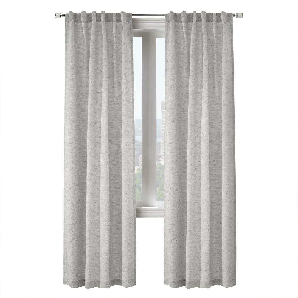 Danbury Light Filtering Dual Header Curtain Panel 52 x 95 in Silver. Picture 1