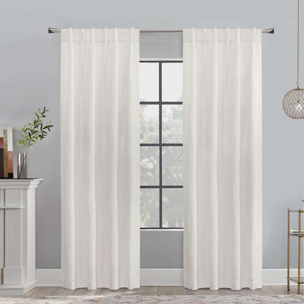 Mulberry Light Filtering Dual Header Curtain Panel 54 x 95 in White. Picture 5