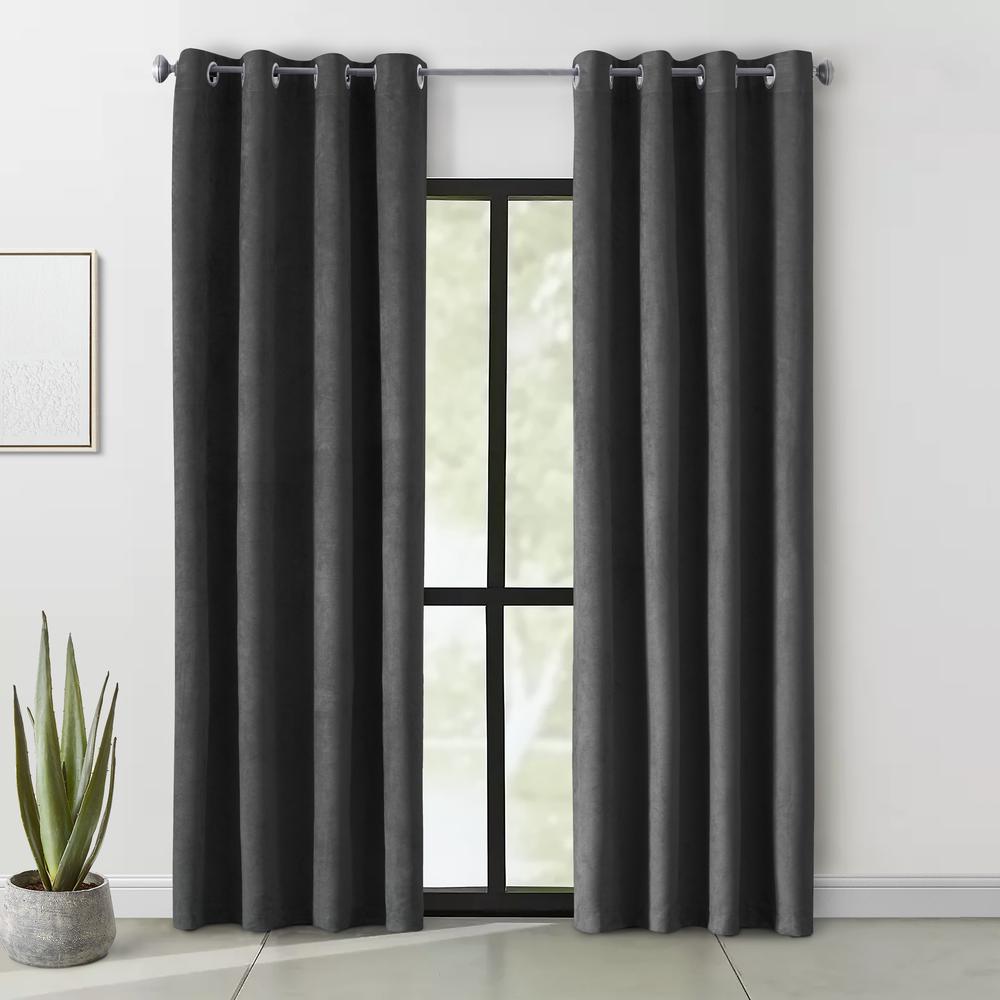 Navar Blackout Grommet Curtain Panel 54 x 63 in Black. Picture 3