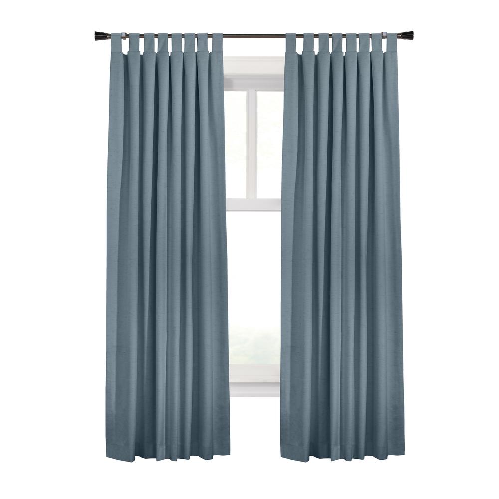 Ventura Blackout Tab Top Curtain Panel Pair each 52 x 84 in Blue. Picture 1