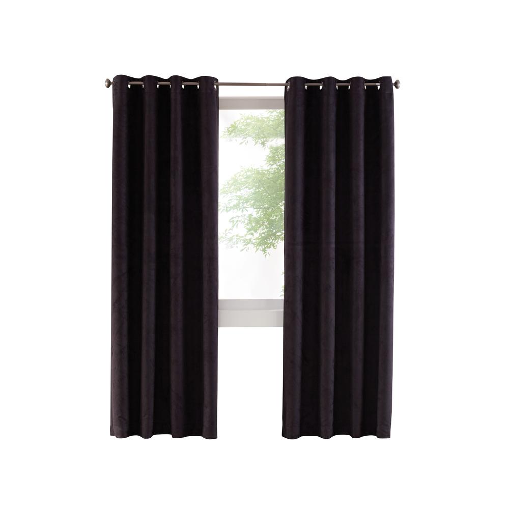 Navar Blackout Grommet Curtain Panel 54 x 63 in Black. Picture 1