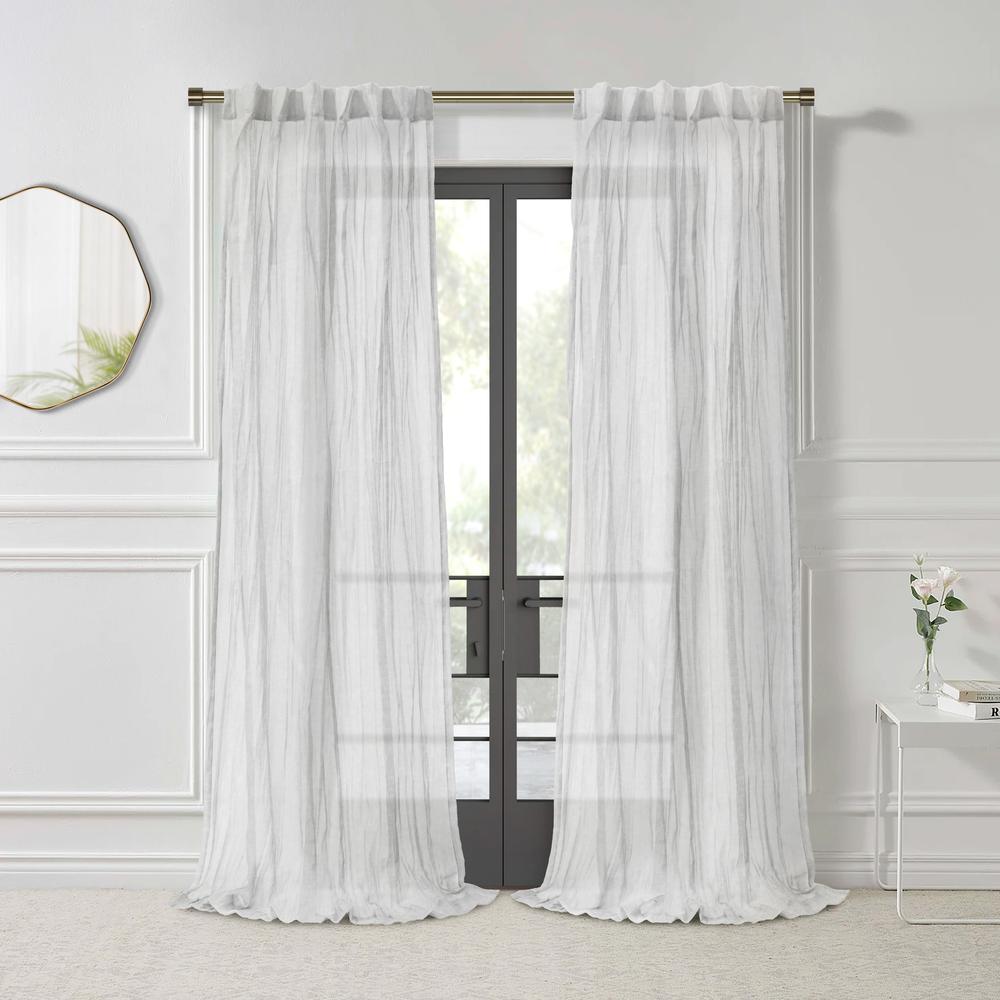 Paloma Sheer Dual Header Curtain Panel 52 x 63 in White. Picture 5