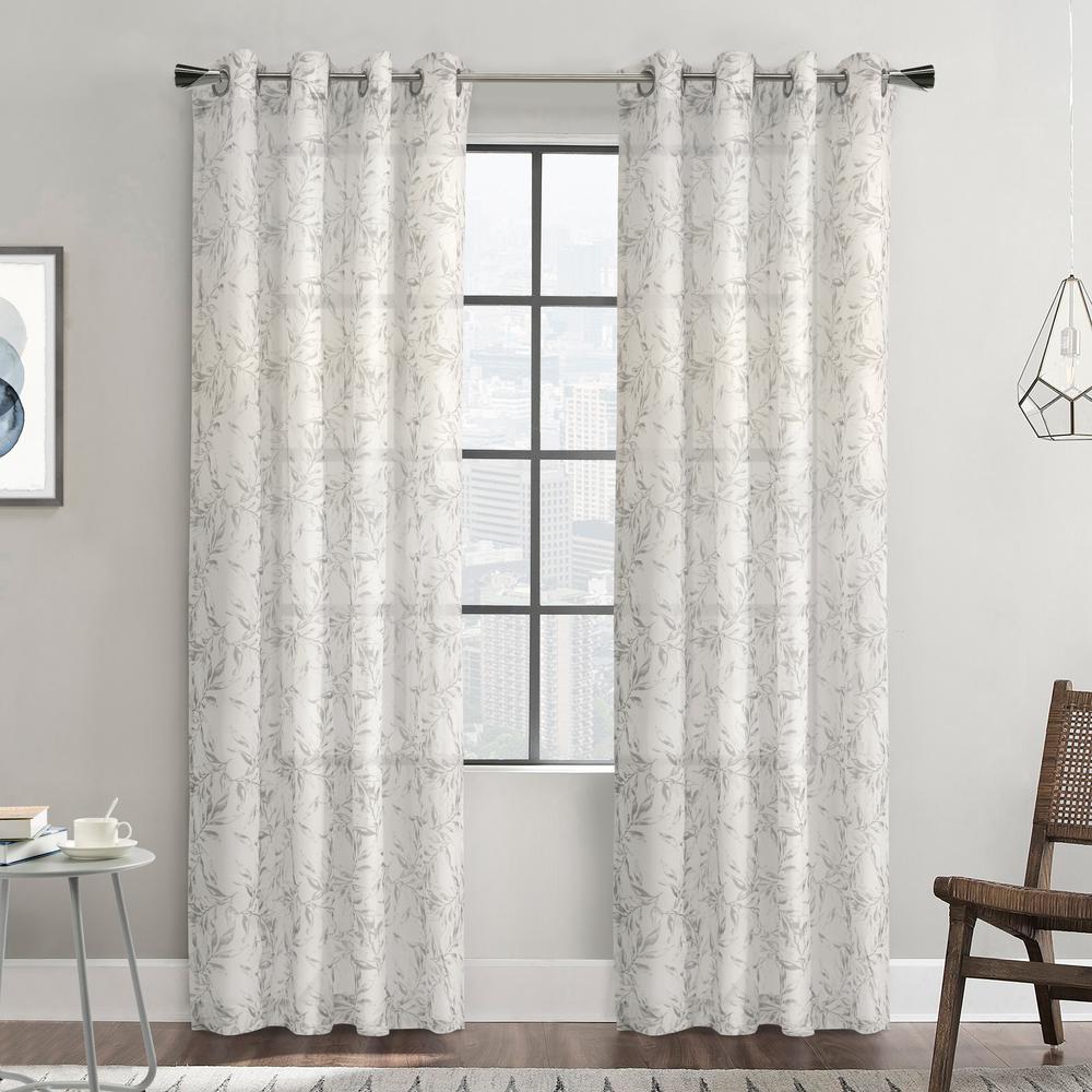 Jenny Grommet Curtain Panel Window Dressing 52 x 84 in Grey. Picture 1