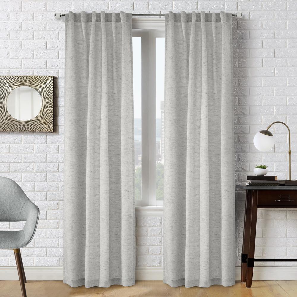 Danbury Light Filtering Dual Header Curtain Panel 52 x 95 in Silver. Picture 5