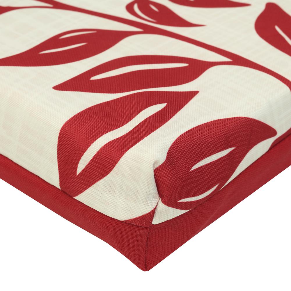 Ruby Red Outdoor Printed Leaves Bench Seat 60 x 18 in Red Ivory. Picture 2