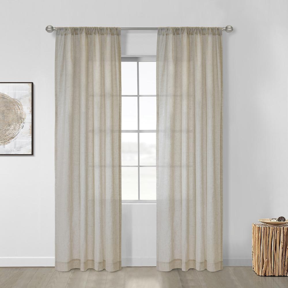 Weathervane Light Filtering Rod Pocket Curtain Panel 50 x 72 in Linen. Picture 6