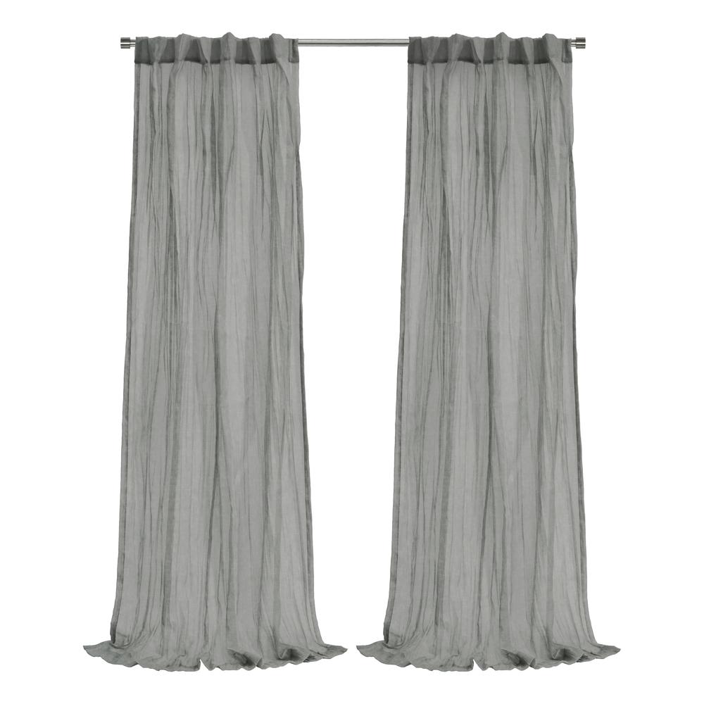 Paloma Sheer Dual Header Curtain Panel 52 x 63 in Grey. Picture 1