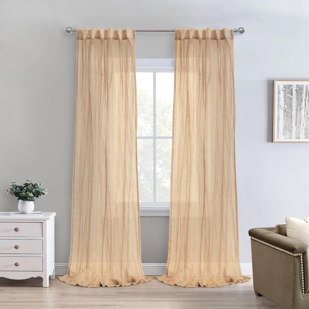 Paloma Sheer Dual Header Curtain Panel 52 x 63 in Apricot. Picture 5