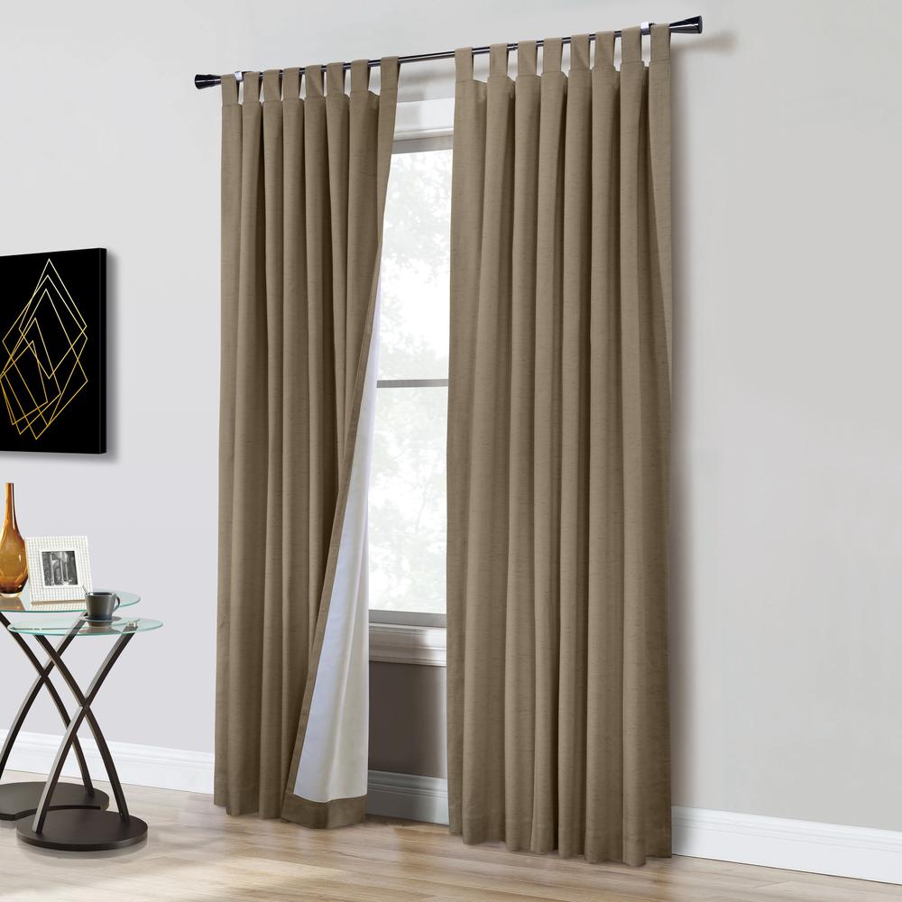 Ventura Blackout Tab Top Curtain Panel Pair each 52 x 84 in Pebble. Picture 5