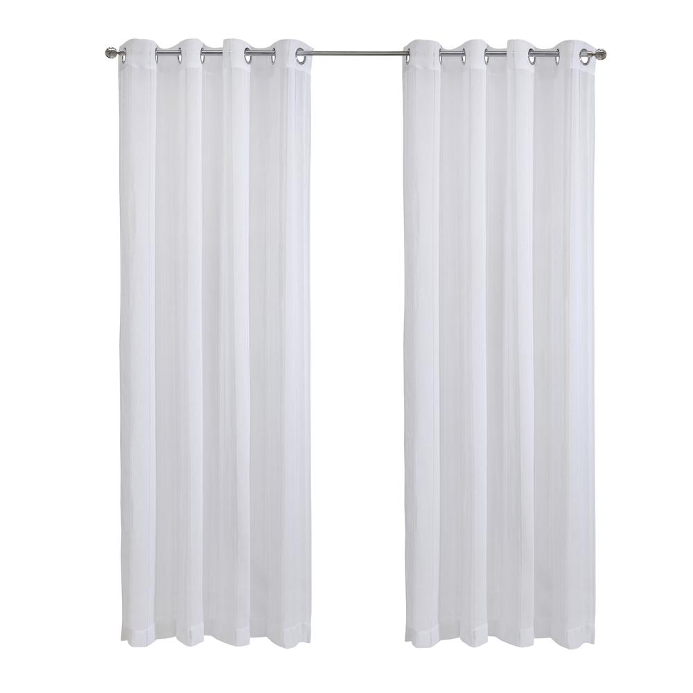 Broadway Sheer Grommet Curtain Panel 52 x 95 in White. Picture 1