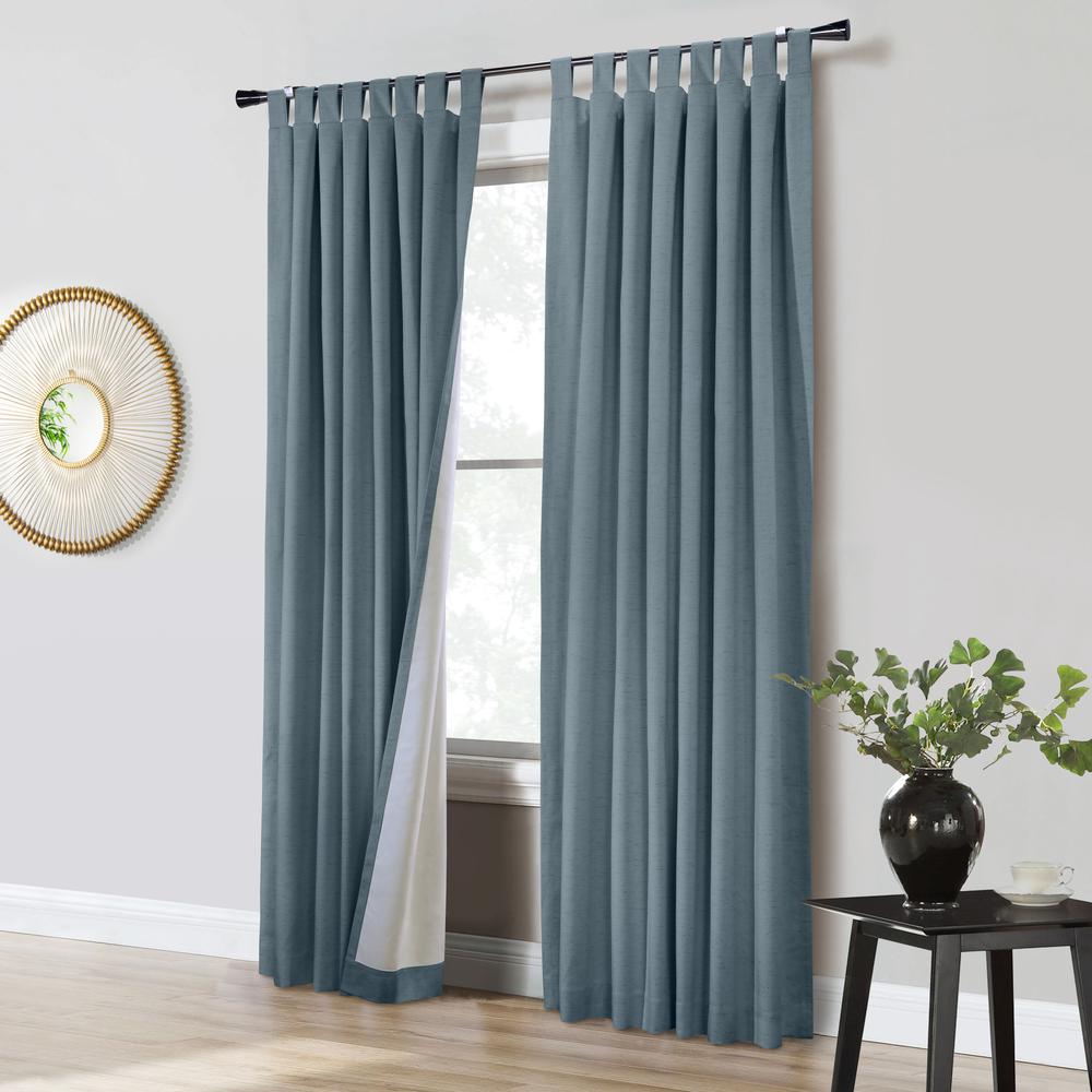 Ventura Blackout Tab Top Curtain Panel Pair each 52 x 84 in Blue. Picture 5
