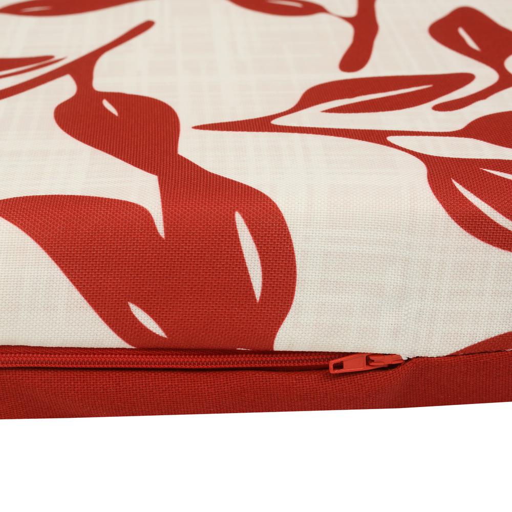 Ruby Red Outdoor Printed Leaves Bench Seat 60 x 18 in Red Ivory. Picture 3