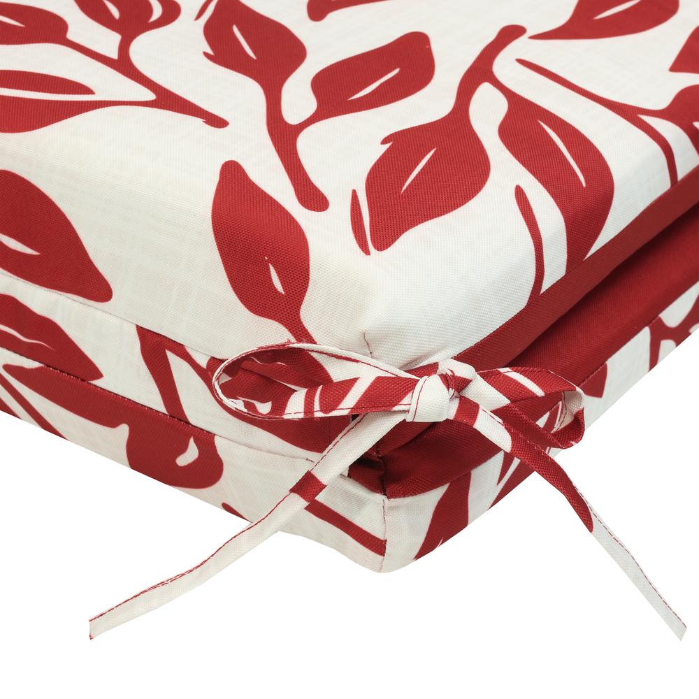 Ruby Red Outdoor Printed Leaves Lounger Cushion 22 x 71 in Red Ivory. Picture 3