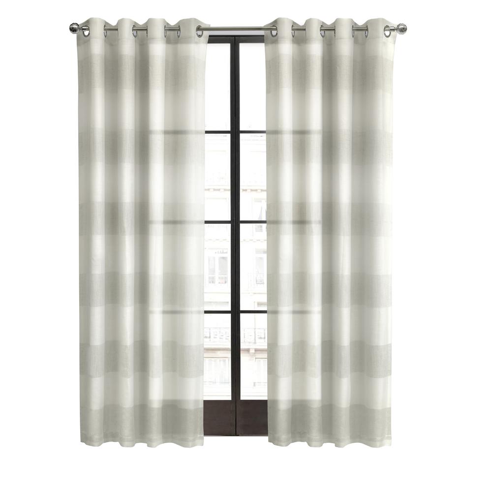 Paraiso Sheer Grommet Curtain Panel 112 x 95 in Ivory Grey. Picture 1