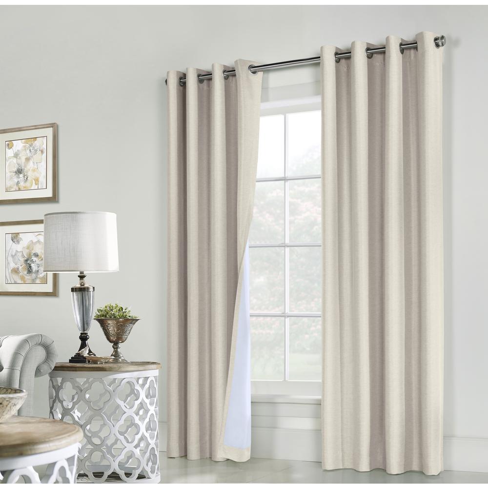 Ventura Grommet Curtain Panel Pair Window Dressing each 52 x 84 in Natural. Picture 1