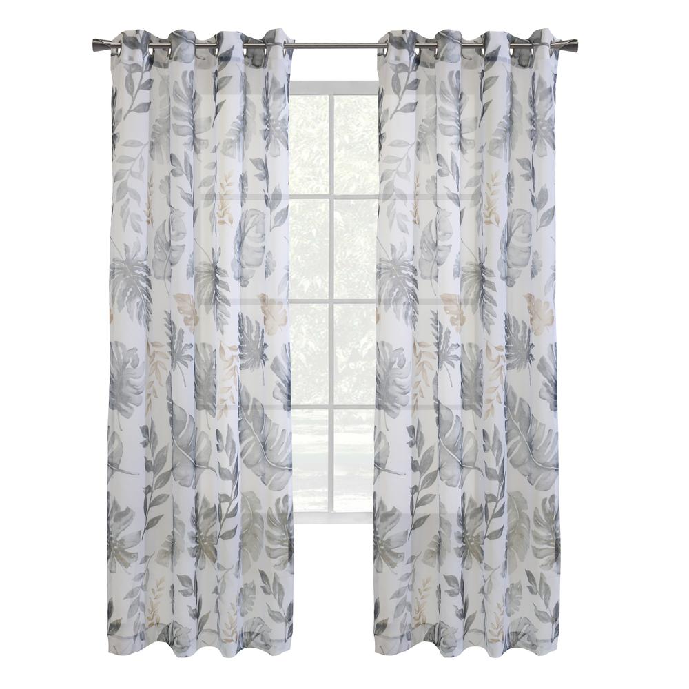 Alba Sheer Grommet Curtain Panel 52 x 95 in Taupe. Picture 1