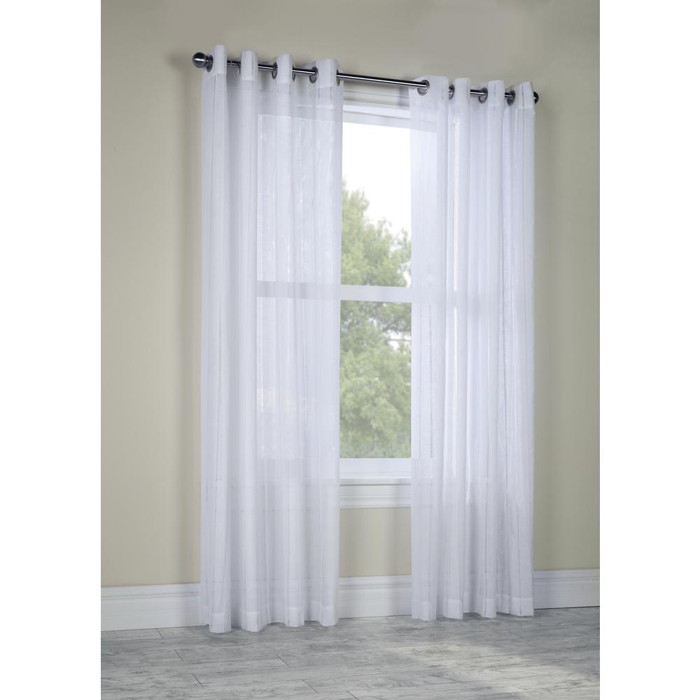 Broadway Sheer Grommet Curtain Panel 52 x 95 in White. Picture 2