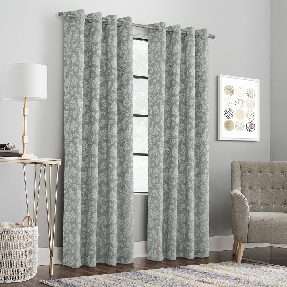 Valencia Light Filtering Grommet Curtain Panel 52 x 95 in Grey. Picture 4