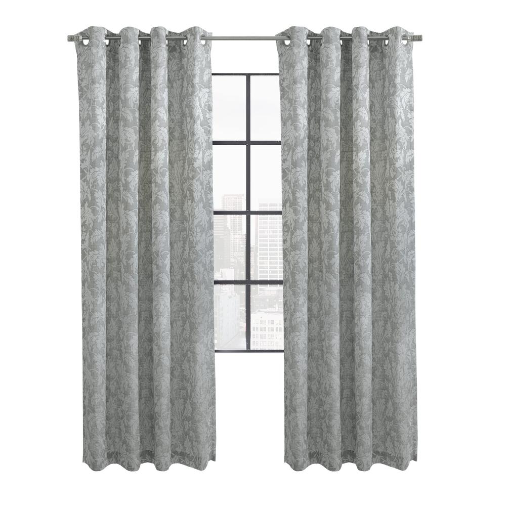 Valencia Light Filtering Grommet Curtain Panel 52 x 95 in Grey. Picture 1
