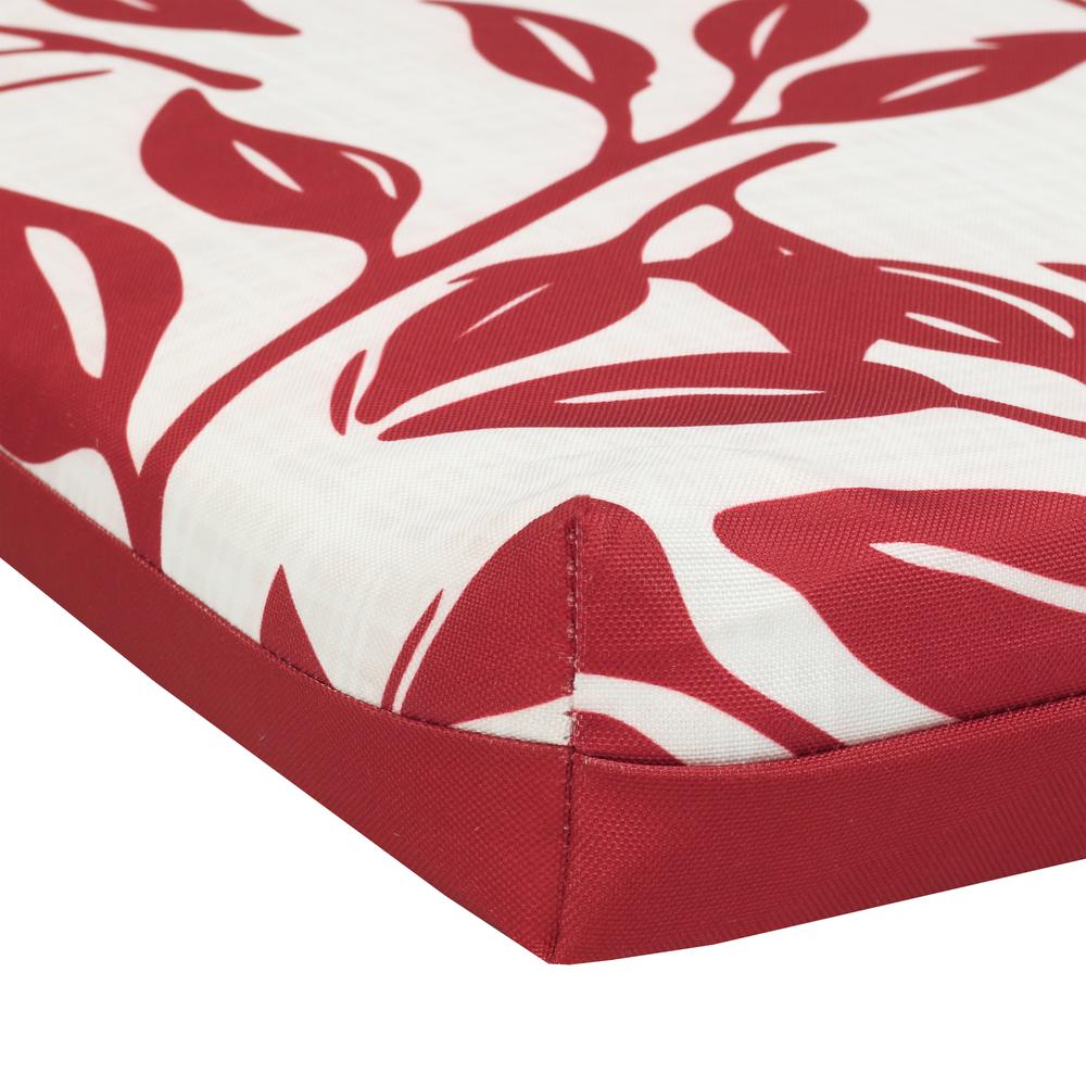 Ruby Red Outdoor Printed Leaves Lounger Cushion 22 x 71 in Red Ivory. Picture 2