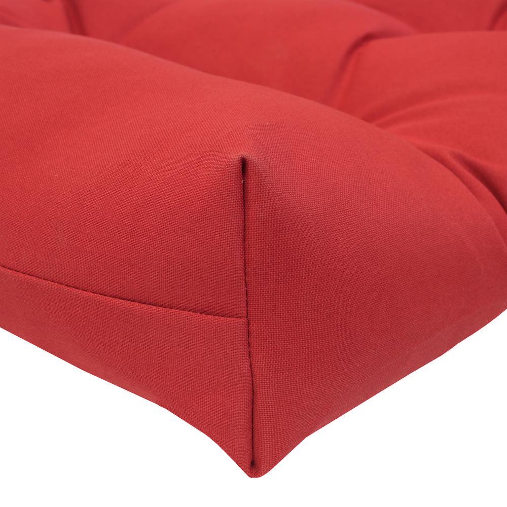 Ruby Red Outdoor Wicker Settee Cushion 44 x 19 in Solid Red. Picture 2