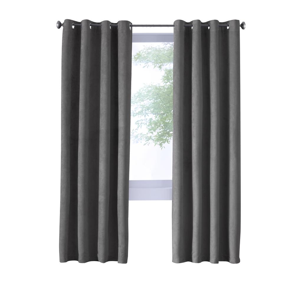 Navar Blackout Grommet Curtain Panel 54 x 63 in Dark Grey. Picture 1