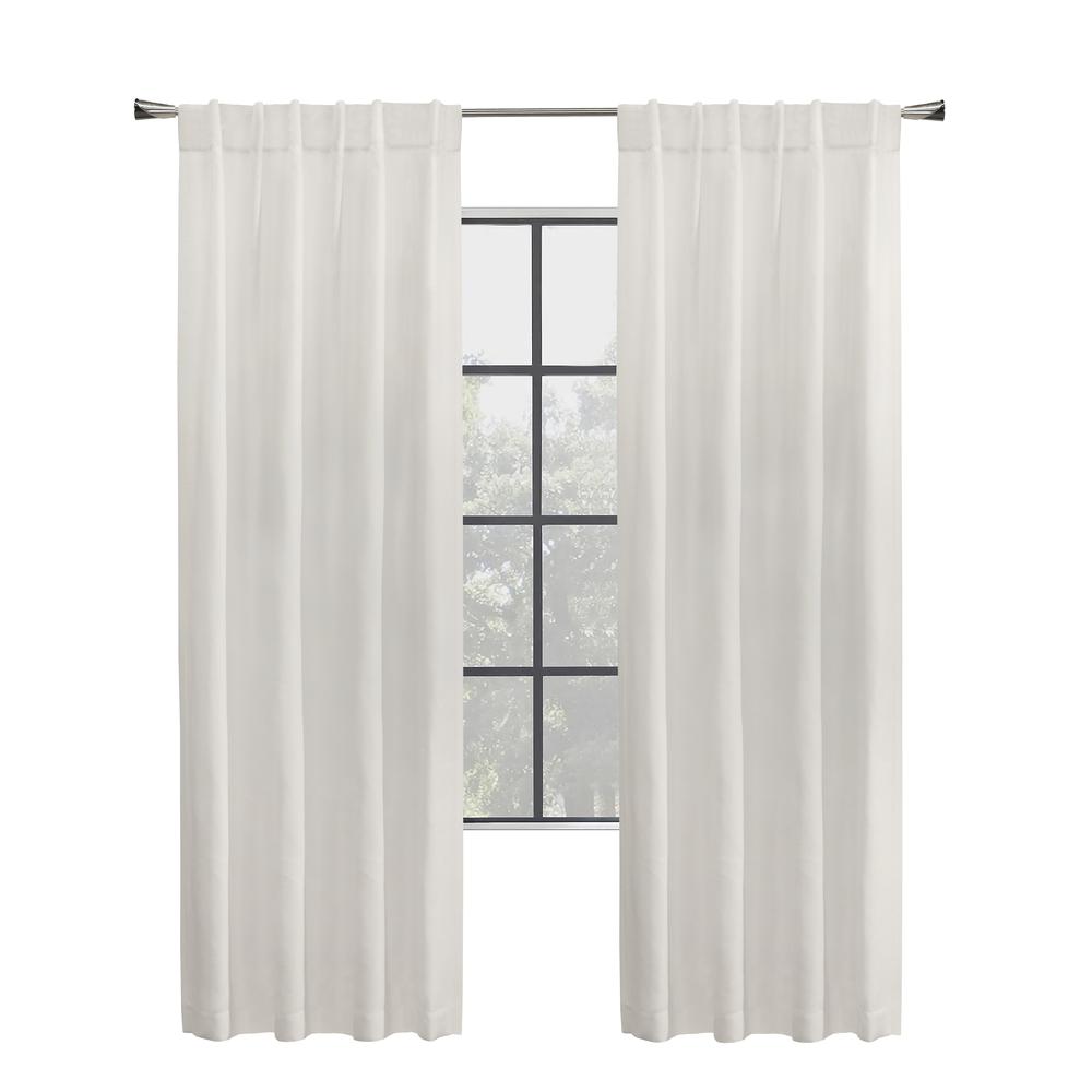 Mulberry Light Filtering Dual Header Curtain Panel 54 x 95 in White. Picture 1