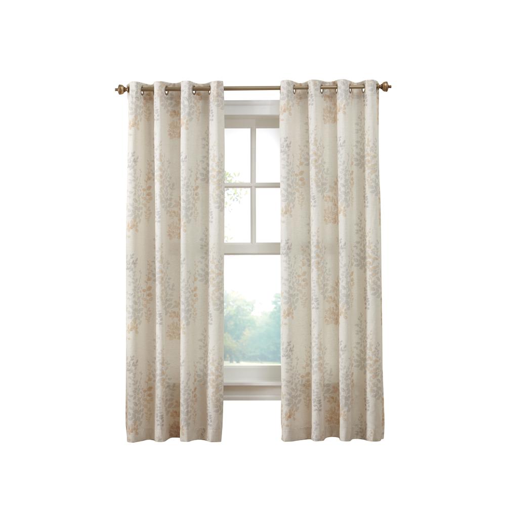Lana Light Filtering Grommet Curtain Panel 50 x 63 in Ivory. Picture 1
