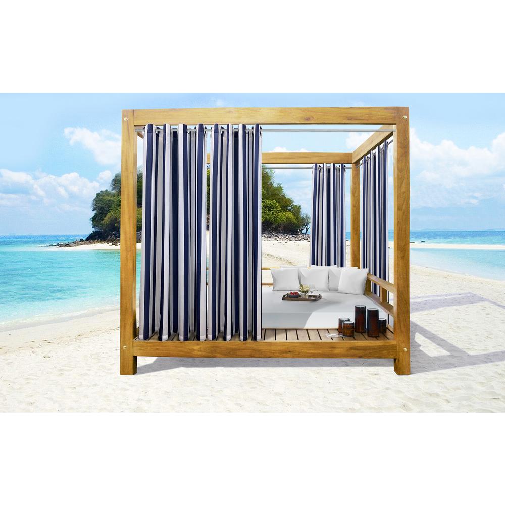 Seascapes Stripe Grommet Panel Pair each 50 x 84 in Indigo. Picture 1