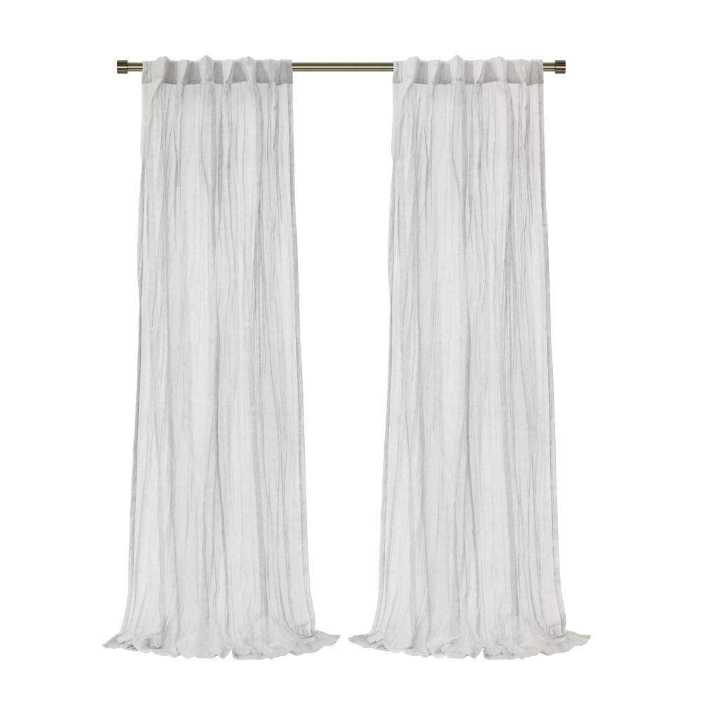 Paloma Sheer Dual Header Curtain Panel 52 x 84 in White. Picture 1