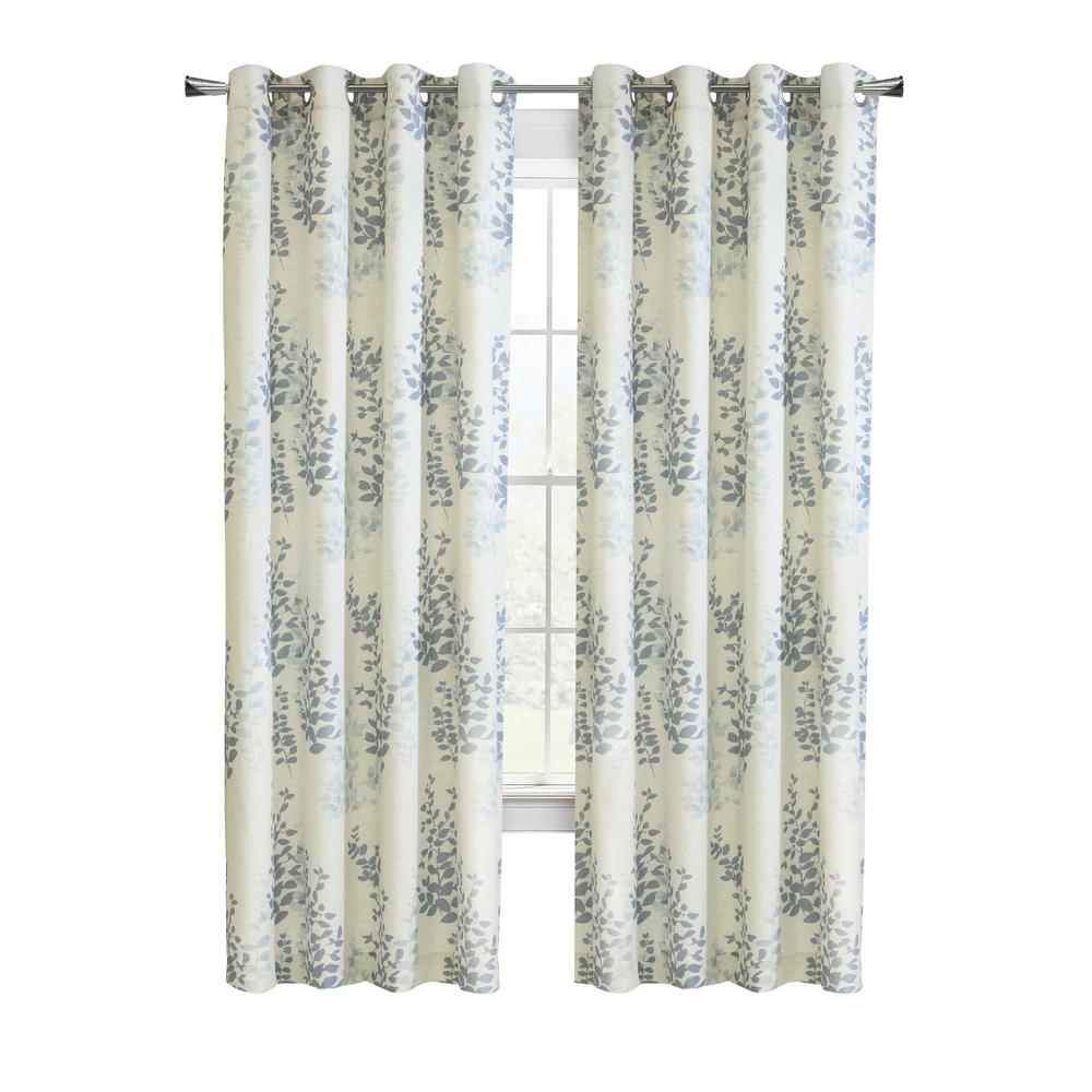 Lana Light Filtering Grommet Curtain Panel 50 x 84 in Blue. Picture 1