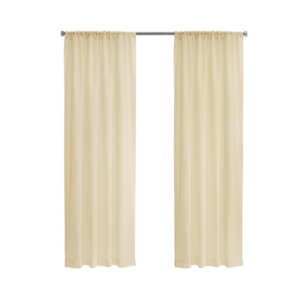 Weathershield Insulated Sheer Rod Pocket Curtain Panel 50 x 84 in Ivory. Picture 1