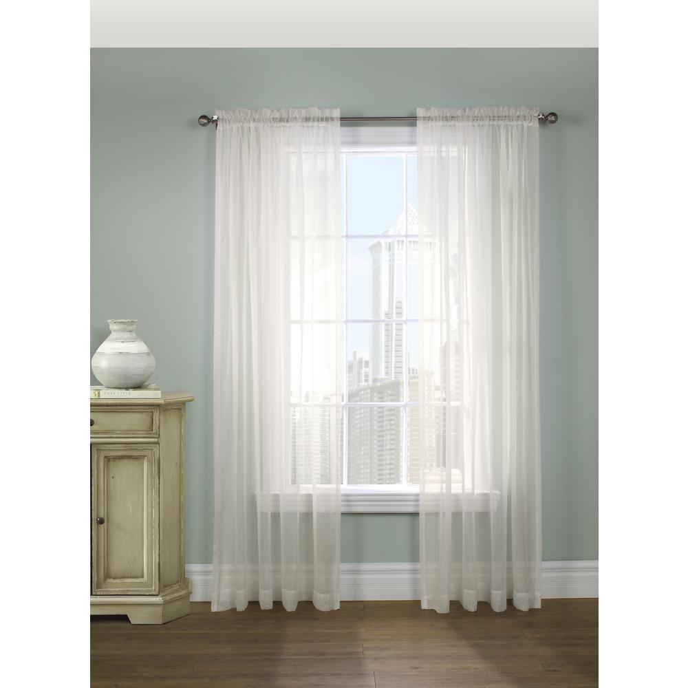 Voile Rhapsody Rod Pocket Curtain Panel Window Dressing 104 x 95 in Shell. Picture 1