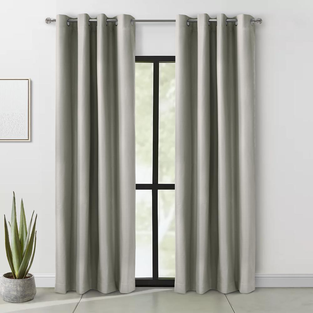 Alpine Blackout Grommet Curtain Panel 52 x 84 in Light Grey. Picture 5