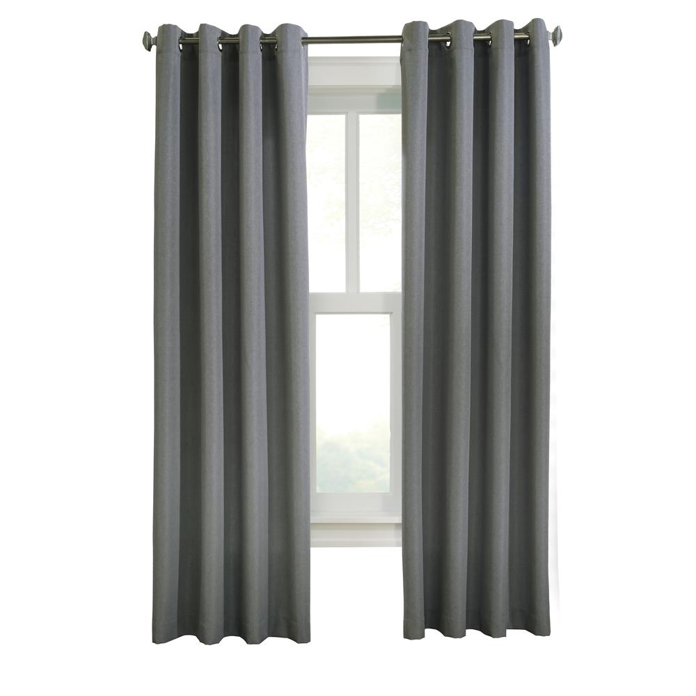 Margaret Light Filtering Grommet Curtain Panel 52 x 84 in Charcoal. Picture 1