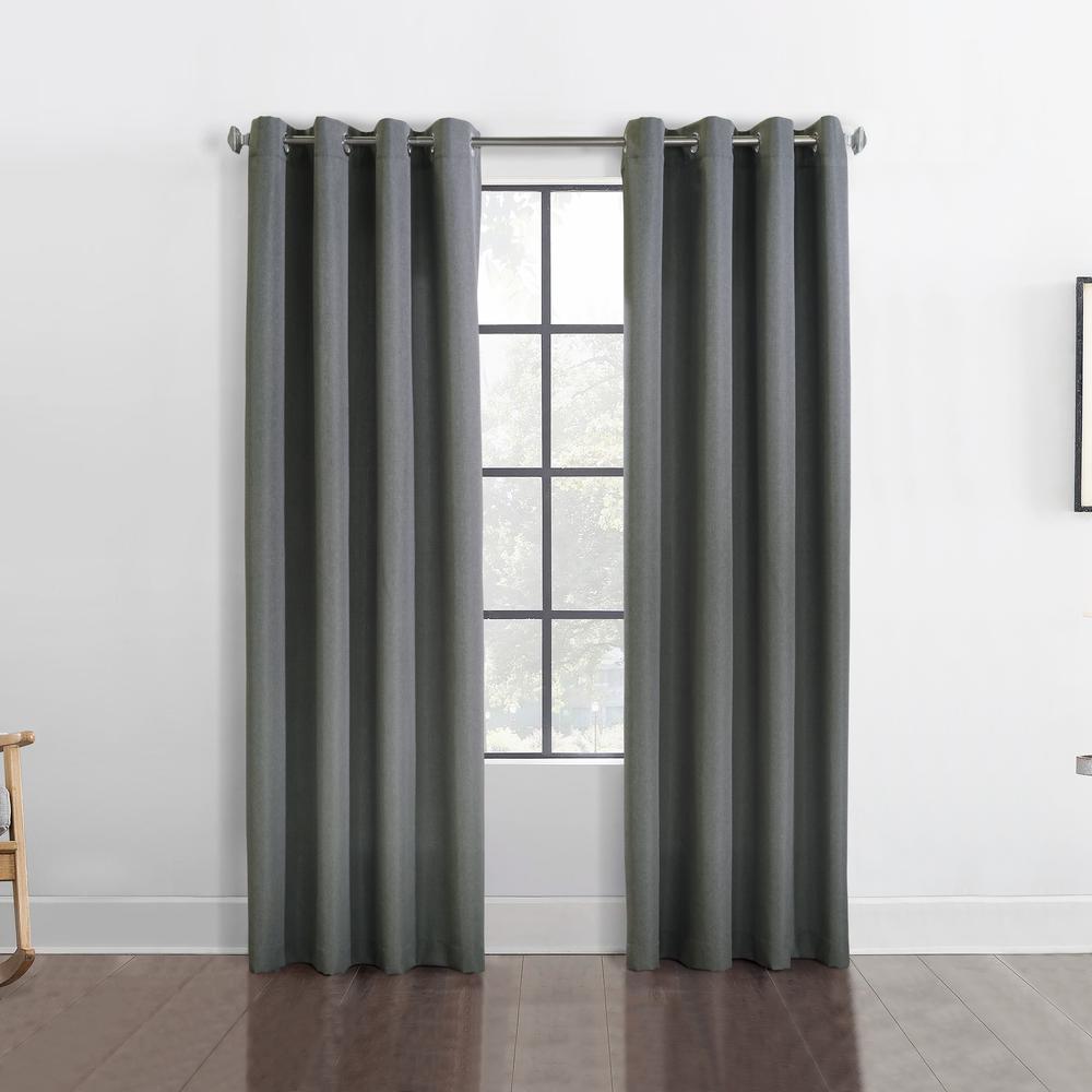 Margaret Light Filtering Grommet Curtain Panel 52 x 84 in Charcoal. Picture 5