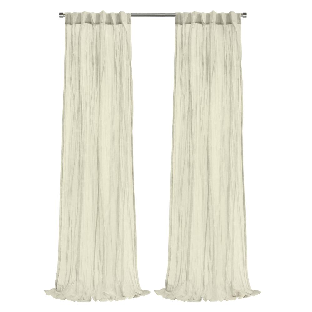 Paloma Sheer Dual Header Curtain Panel 52 x 84 in Cream. Picture 1
