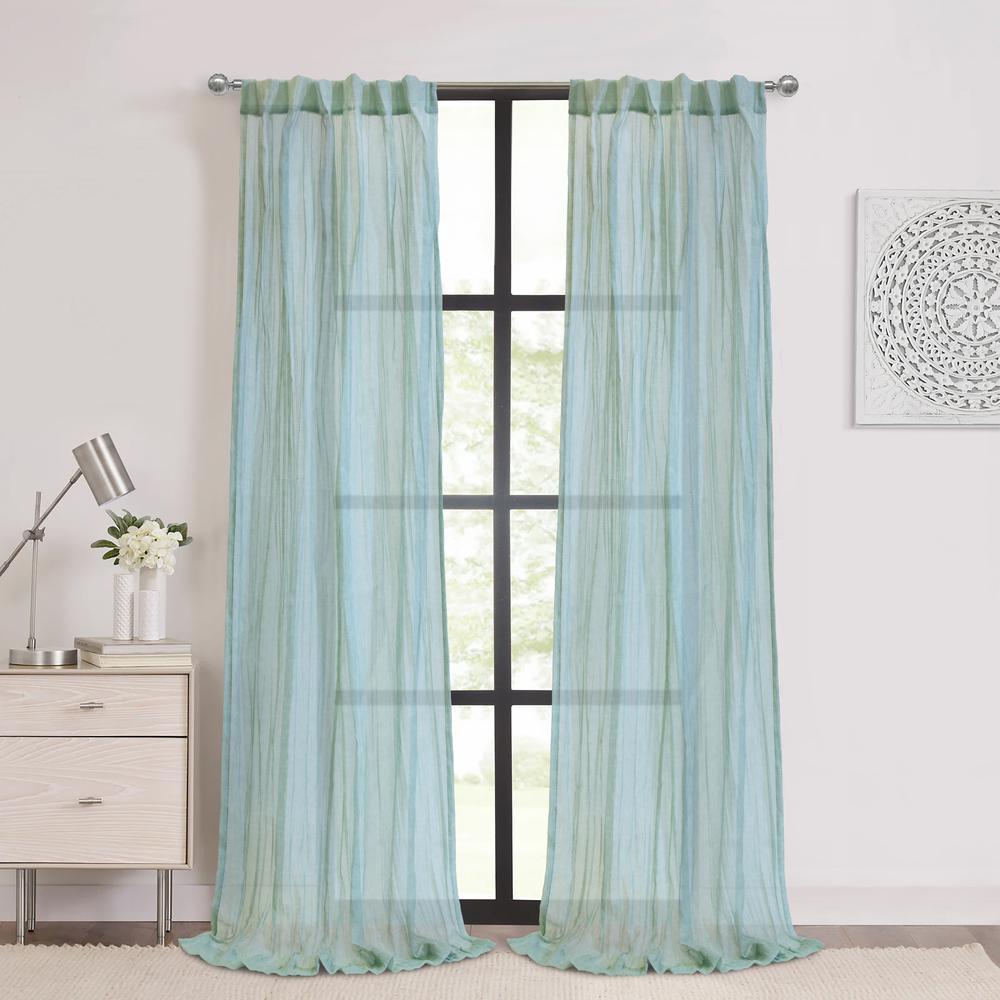 Paloma Sheer Dual Header Curtain Panel 52 x 84 in Pale Thyme. Picture 5