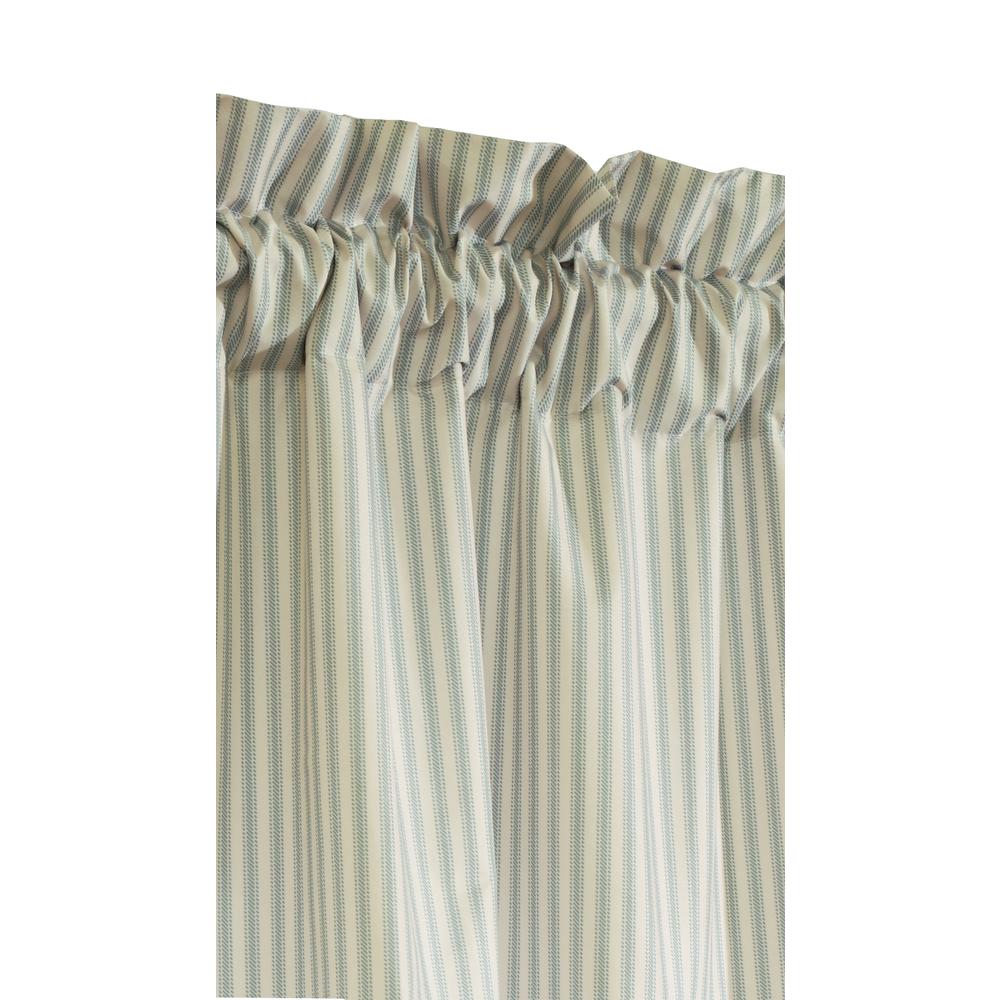 Ticking Stripe Room Darkening Pole Top Curtain Panel Pair each 40 x 63 in Sage. Picture 2