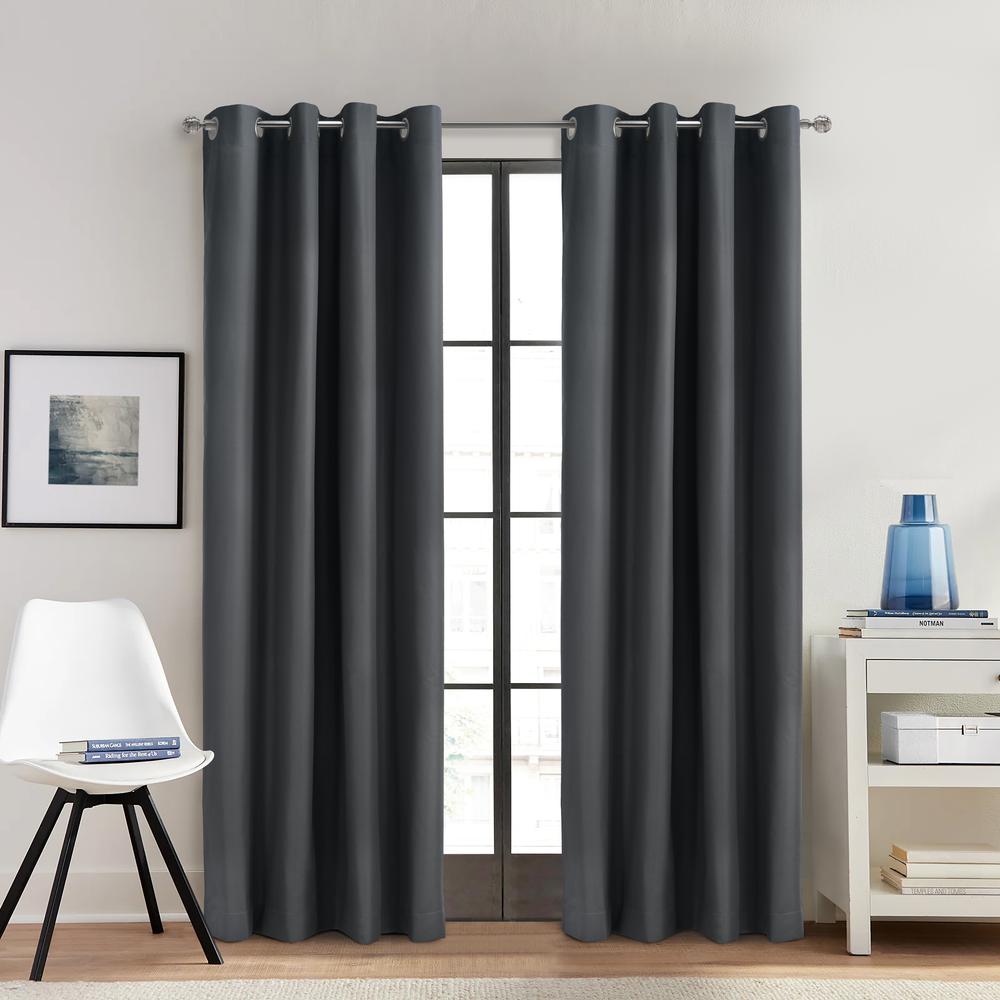 Alpine Blackout Grommet Curtain Panel 52 x 95 in Charcoal. Picture 5