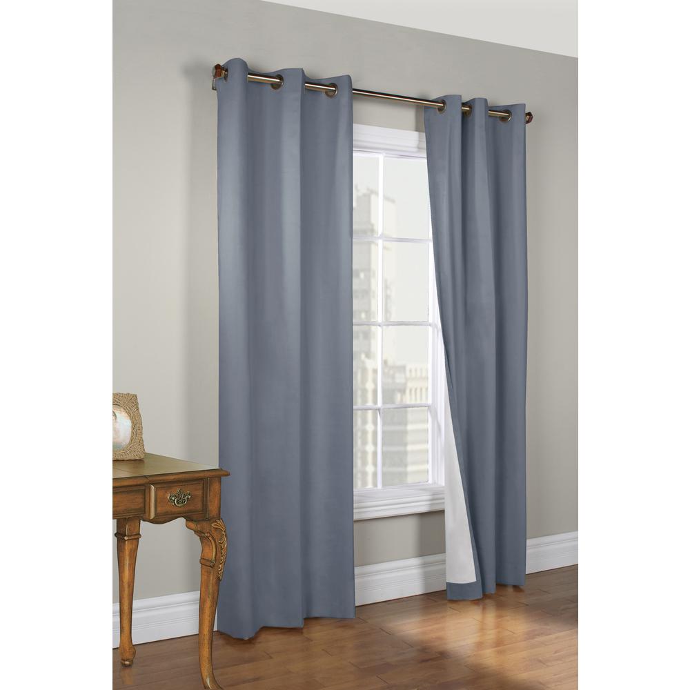 Weathermate Grommet Curtain Wide Panel Pair each 80 x 84 in Blue. Picture 1